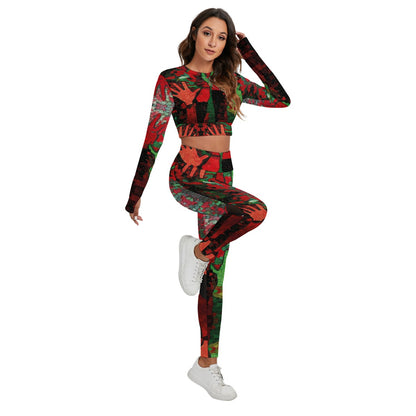 All-Over Print Women's Sport Set With Backless Top And Leggings