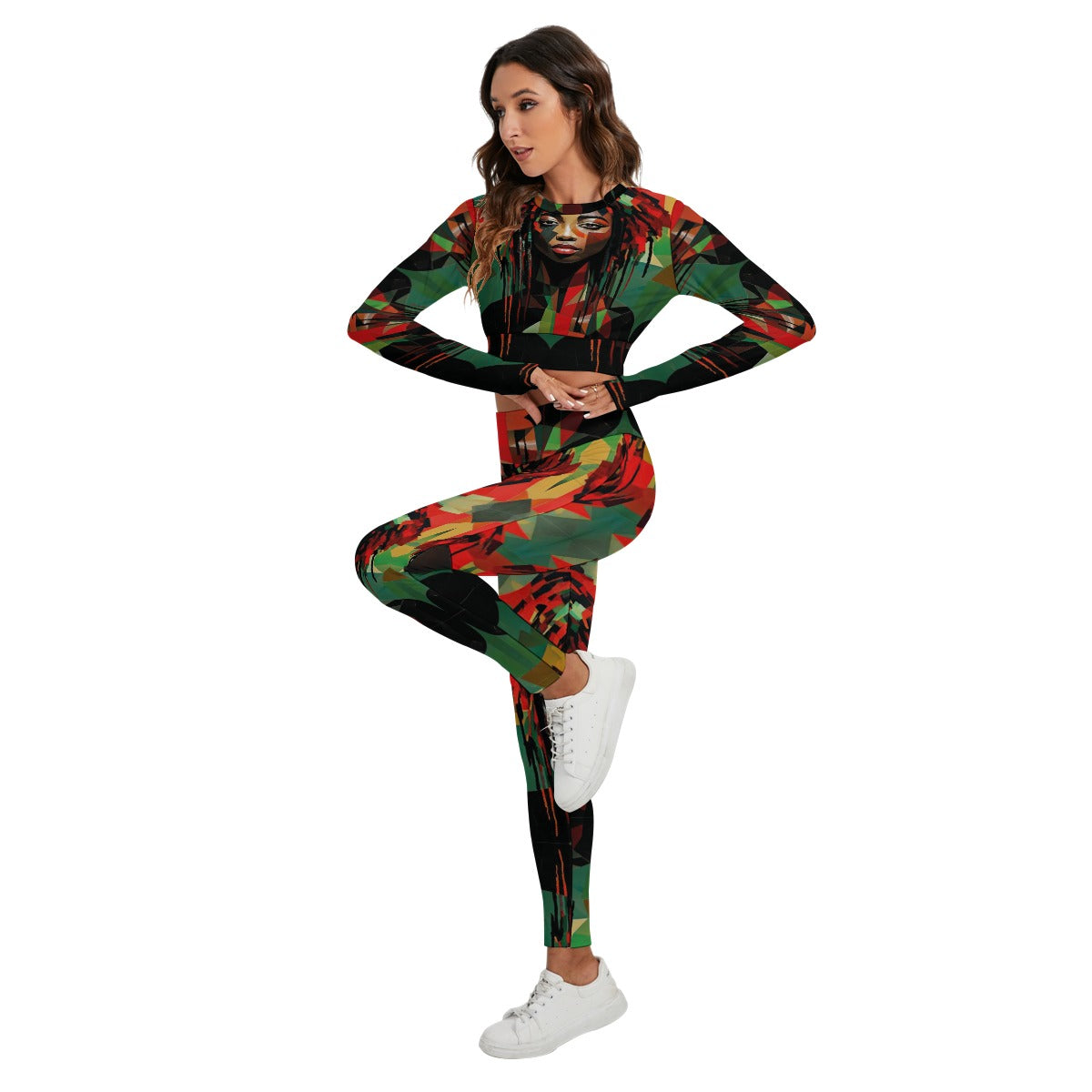 All-Over Print Women's Sport Set With Backless Top And Leggings