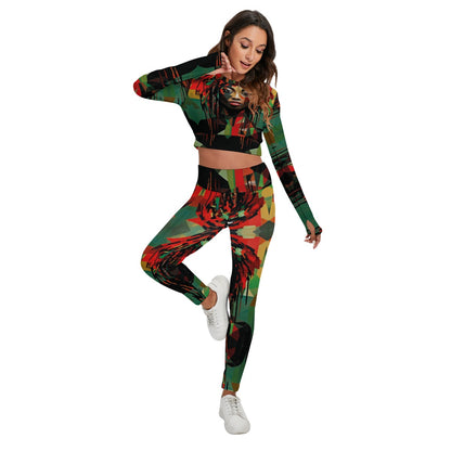 All-Over Print Women's Sport Set With Backless Top And Leggings