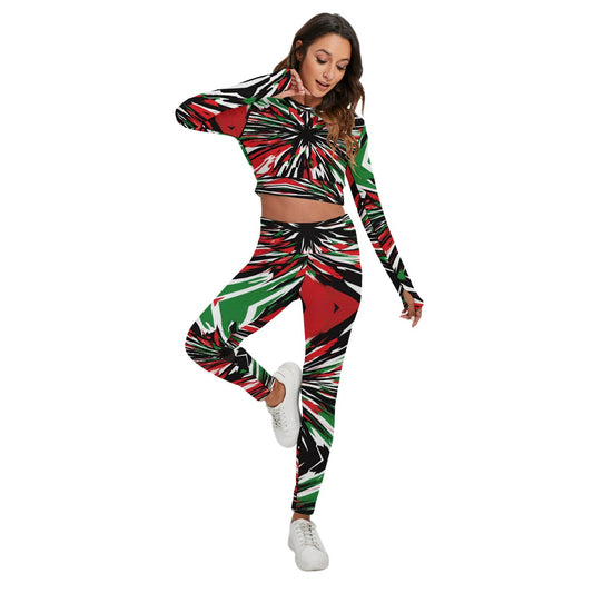 All-Over Print Women's Sport Set With Backless Top And Leggings