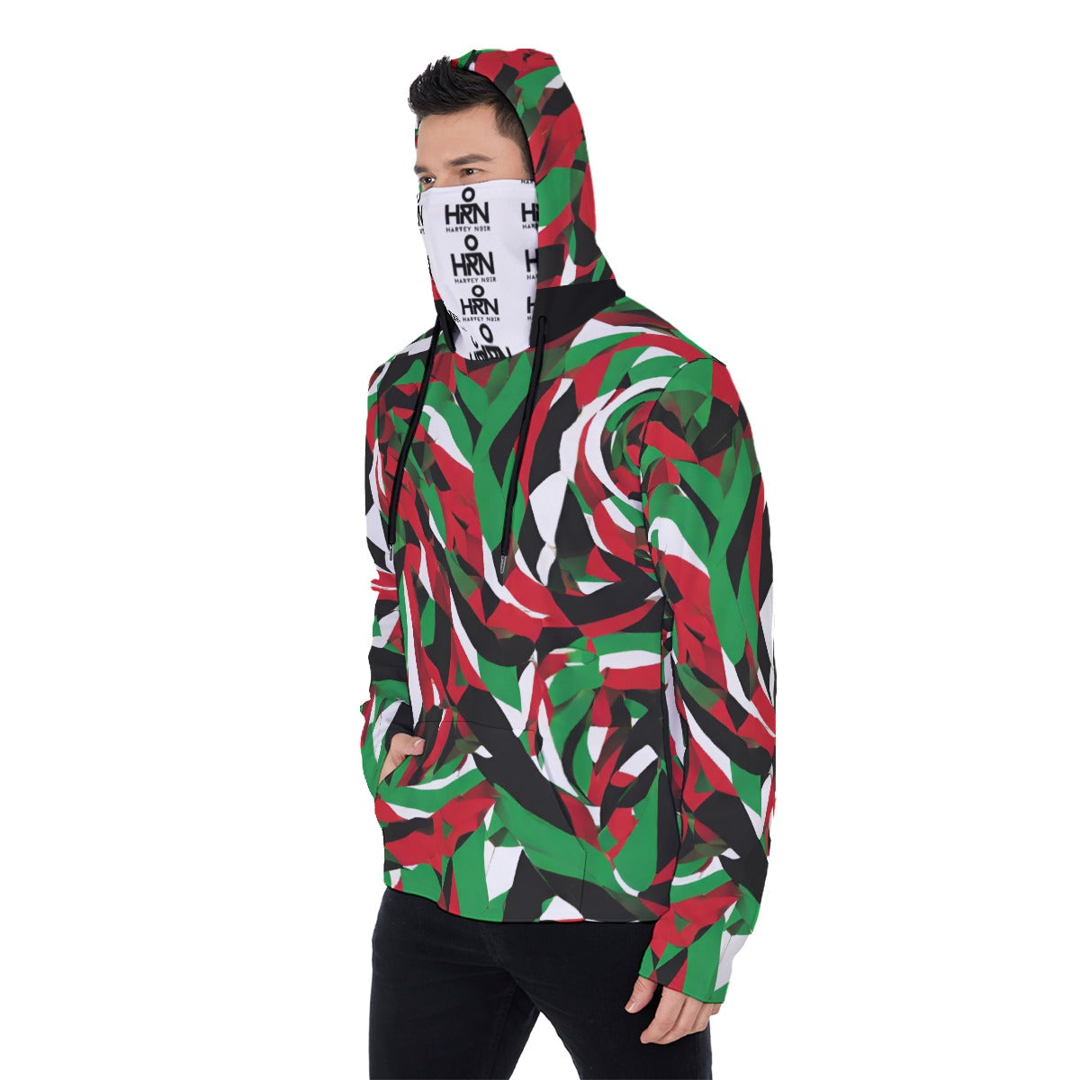 All-Over Print Men's Pullover Hoodie With Mask