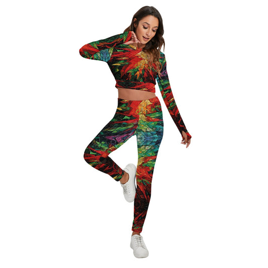 All-Over Print Women's Sport Set With Backless Top And Leggings